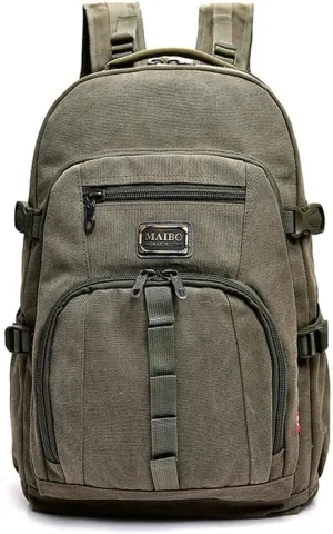 Canvas Backpack Men Daypack Retro Travel Bag Hiking Backpacks Handbags, One Color, One Size