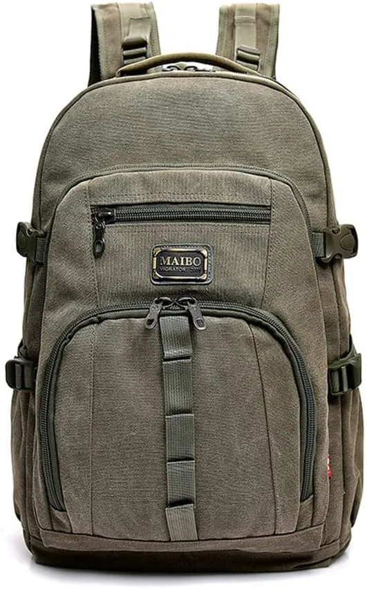Canvas Backpack Men Daypack Retro Travel Bag Hiking Backpacks Handbags, One Color, One Size