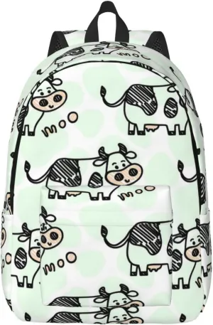 Canvas Casual Backpack Laptop Bag Suitable for Travel Office Outdoor Sports Men and Women Dairy Cattle