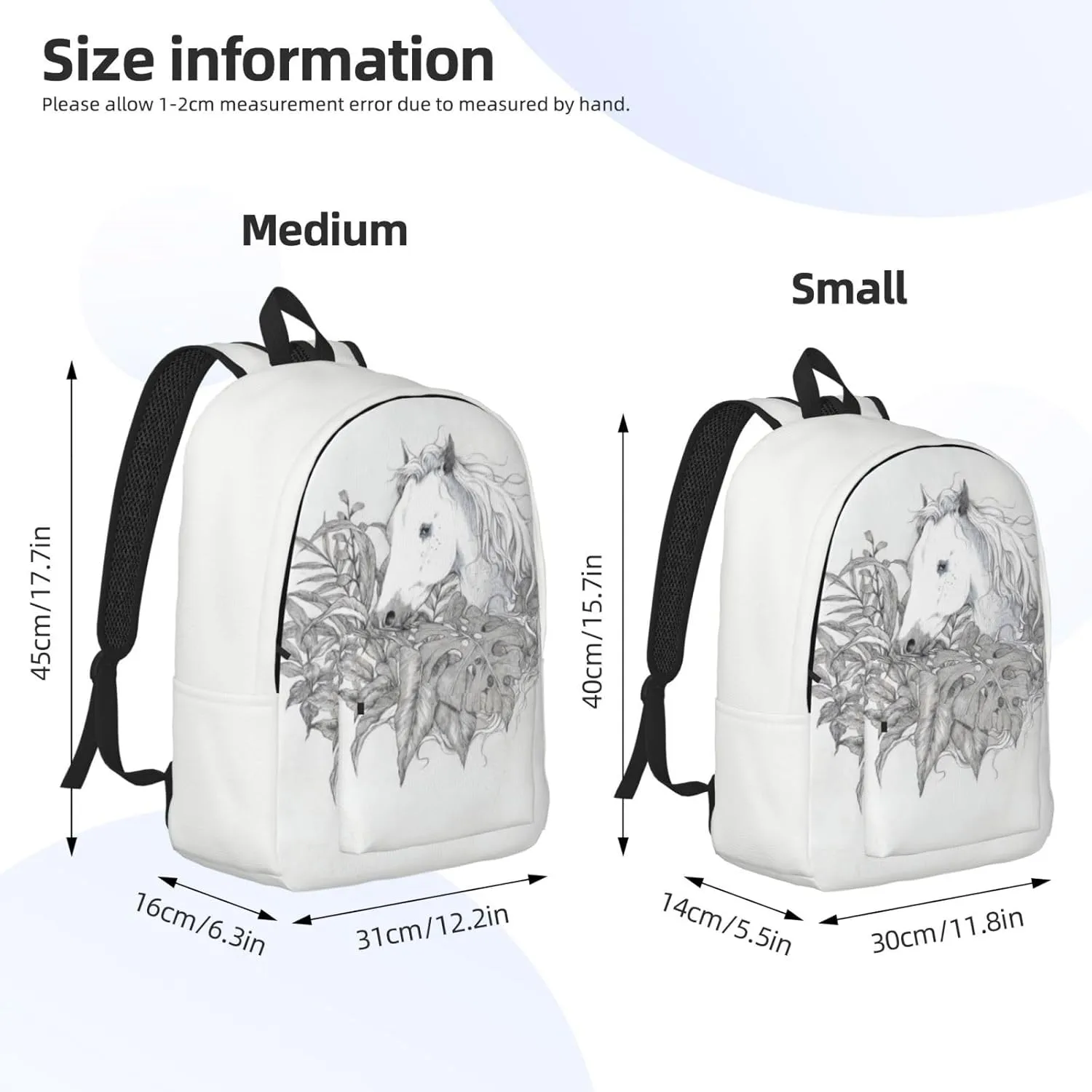 Canvas Casual Backpack Laptop Bag Suitable for Travel Office Outdoor Sports Men and Women Horses