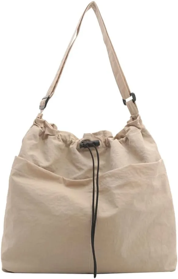 Canvas Drawstring Bucket Bag Crossbody Bucket Handbag and Purse with Adjustable Strap Casual Shoulder Bucket Tote Bag