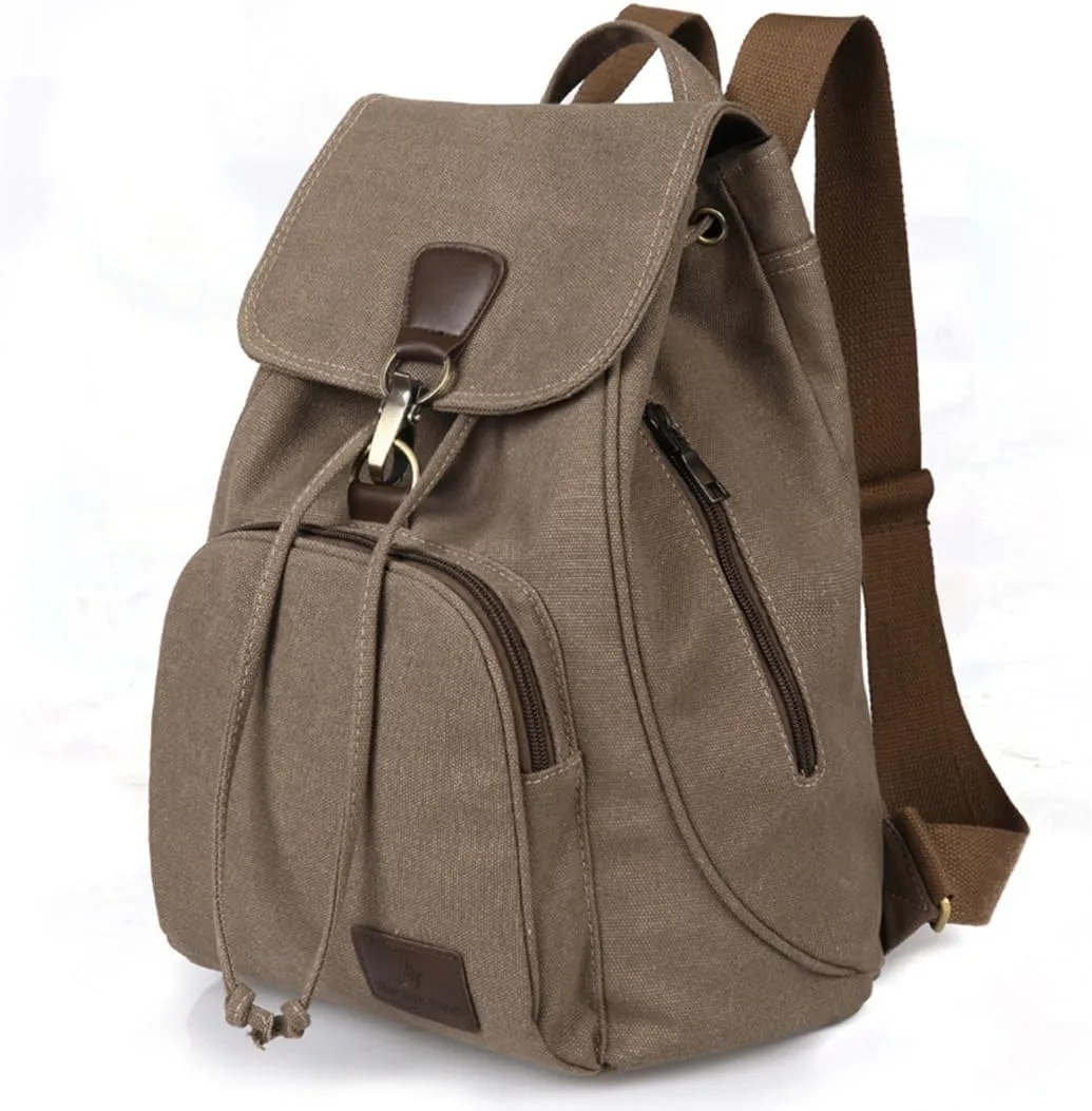 Canvas Fashion Backpacks Purse Casual Outdoor Shopping Daypacks Sports Rucksack Hiking Travel Multipurpose Bag Coffee