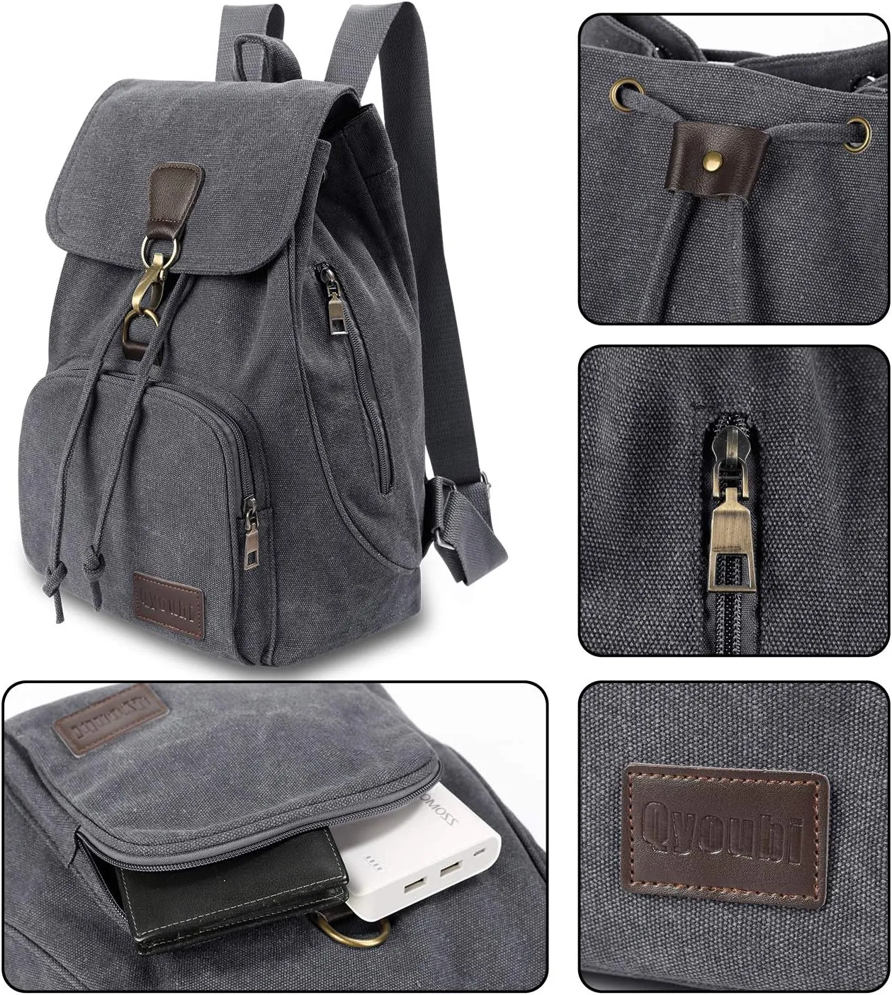Canvas Fashion Backpacks Purse Casual Outdoor Shopping Daypacks Sports Rucksack Hiking Travel Multipurpose Bag Gray