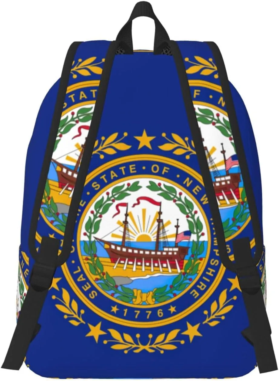 Canvas Fashions New Hampshire state flag Print Backpacks,Casual Lightweight Sports Rucksack Travel Multipurpose Bag