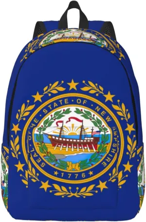 Canvas Fashions New Hampshire state flag Print Backpacks,Casual Lightweight Sports Rucksack Travel Multipurpose Bag