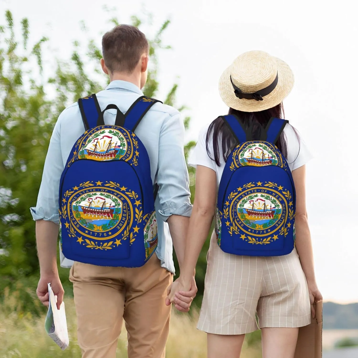 Canvas Fashions New Hampshire state flag Print Backpacks,Casual Lightweight Sports Rucksack Travel Multipurpose Bag