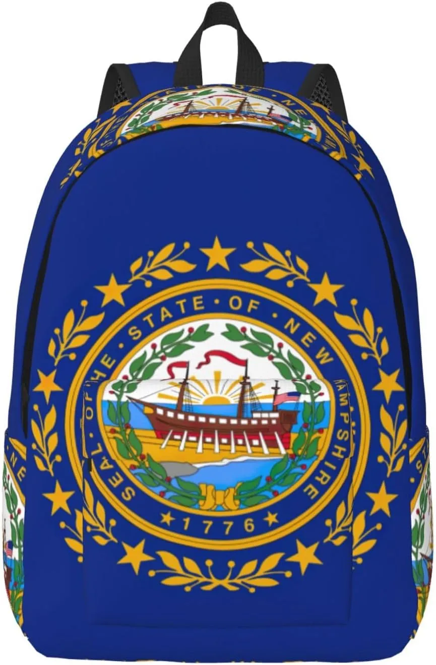 Canvas Fashions New Hampshire state flag Print Backpacks,Casual Lightweight Sports Rucksack Travel Multipurpose Bag