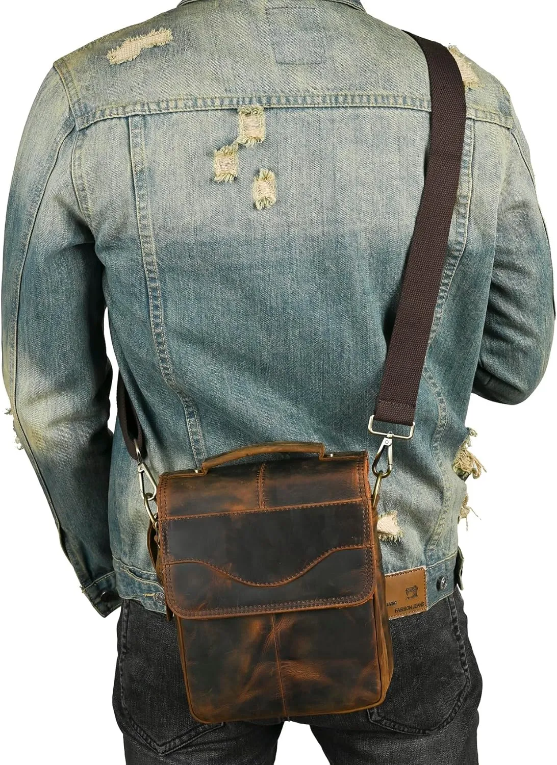 Canvas   Genuine Leather Travel A4 Tote Satchel Messenger Cross-body One Shoulder Bag For Men Male FB144