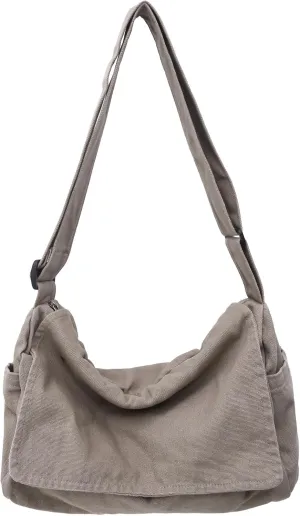 Canvas Messenger Bag for Women Men Vintage Satchel Bag Aesthetic Crossbody Shoulder Bag Casual Sling Bag