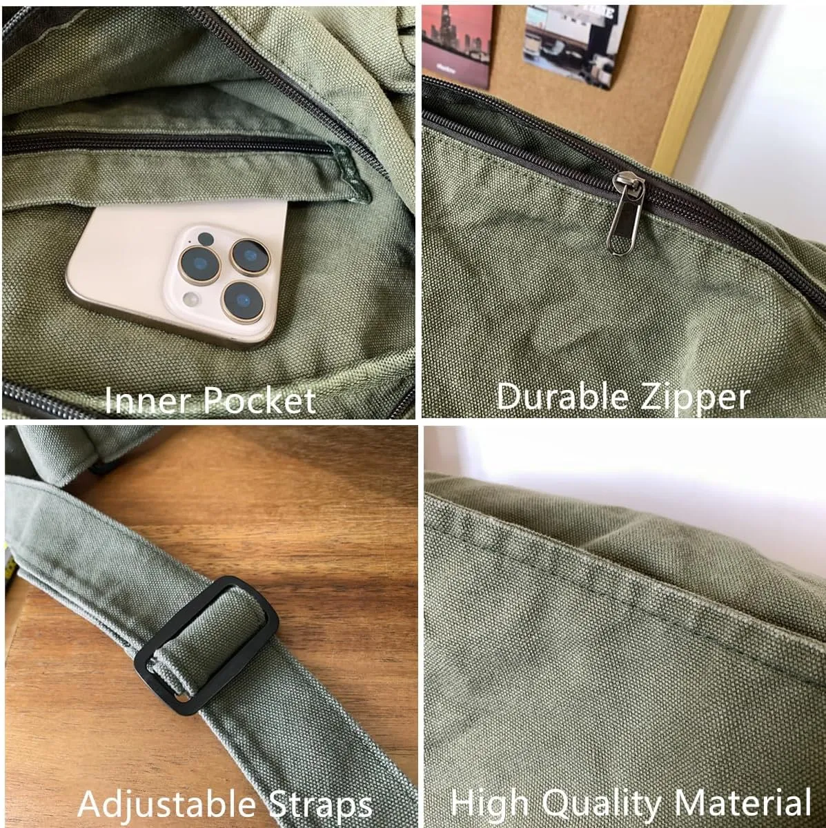 Canvas Messenger Bag for Women Men Vintage Satchel Bag Aesthetic Crossbody Shoulder Bag Casual Sling Bag