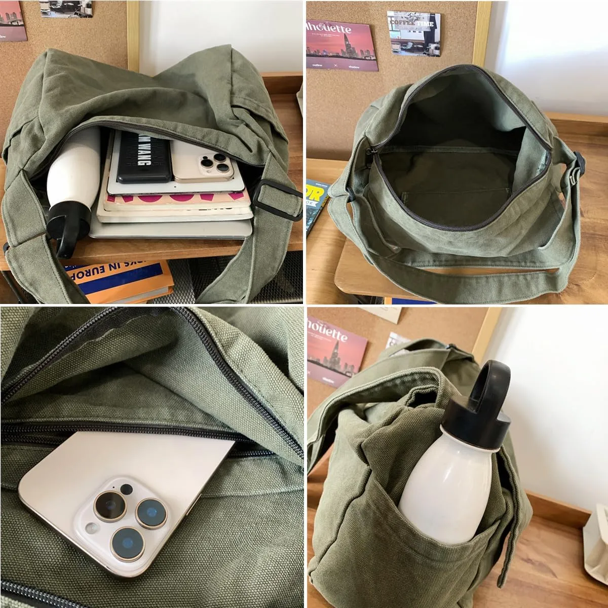 Canvas Messenger Bag for Women Men Vintage Satchel Bag Aesthetic Crossbody Shoulder Bag Casual Sling Bag