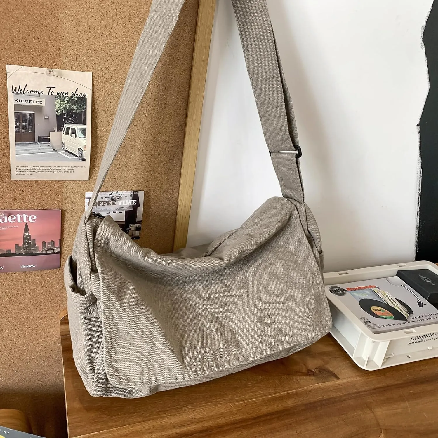 Canvas Messenger Bag for Women Men Vintage Satchel Bag Aesthetic Crossbody Shoulder Bag Casual Sling Bag
