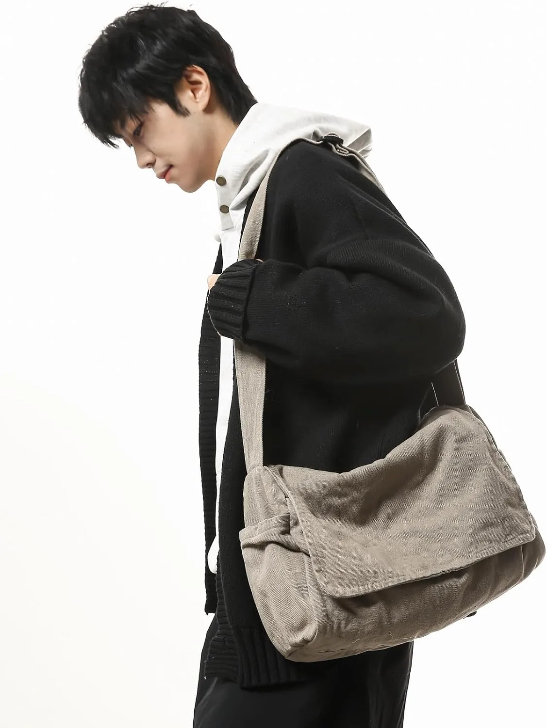 Canvas Messenger Bag for Women Men Vintage Satchel Bag Aesthetic Crossbody Shoulder Bag Casual Sling Bag
