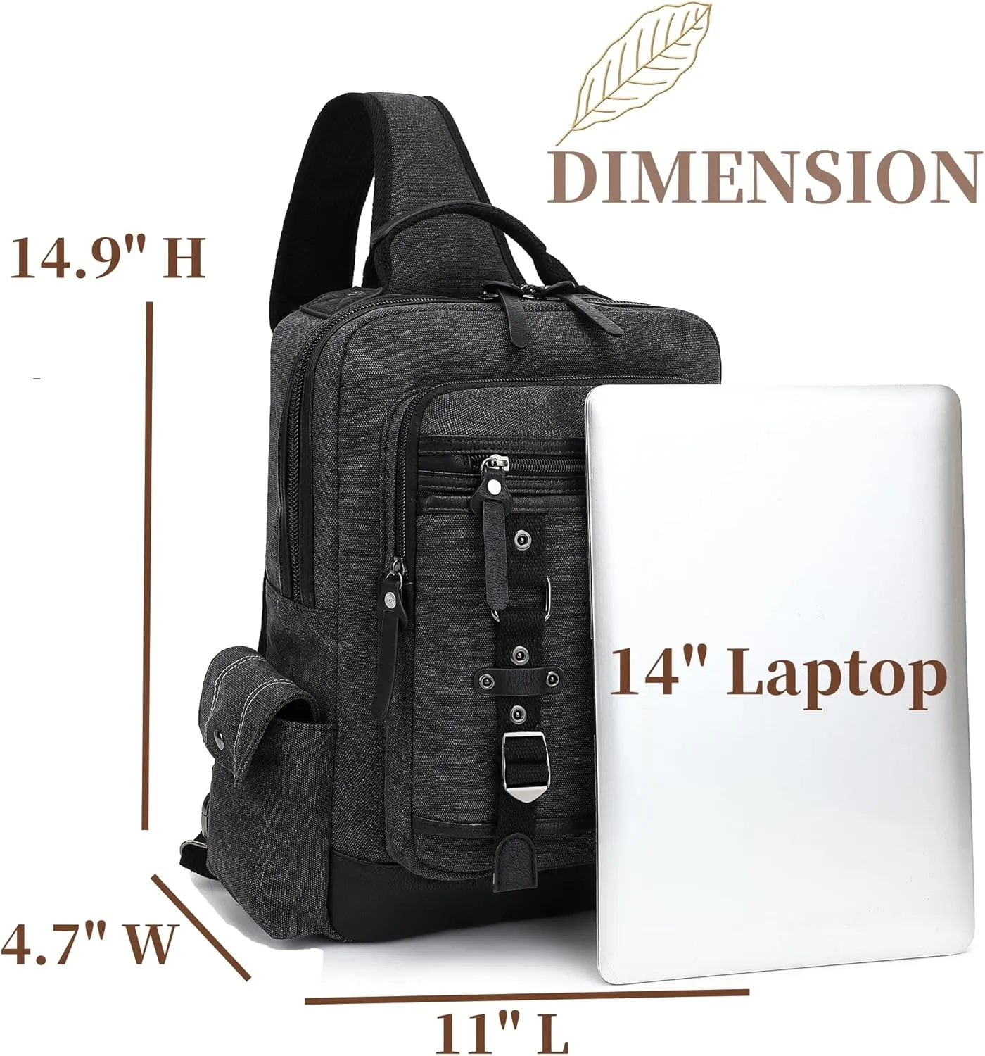 Canvas Messenger Bag Retro Sling Backpack Crossbody Satchel