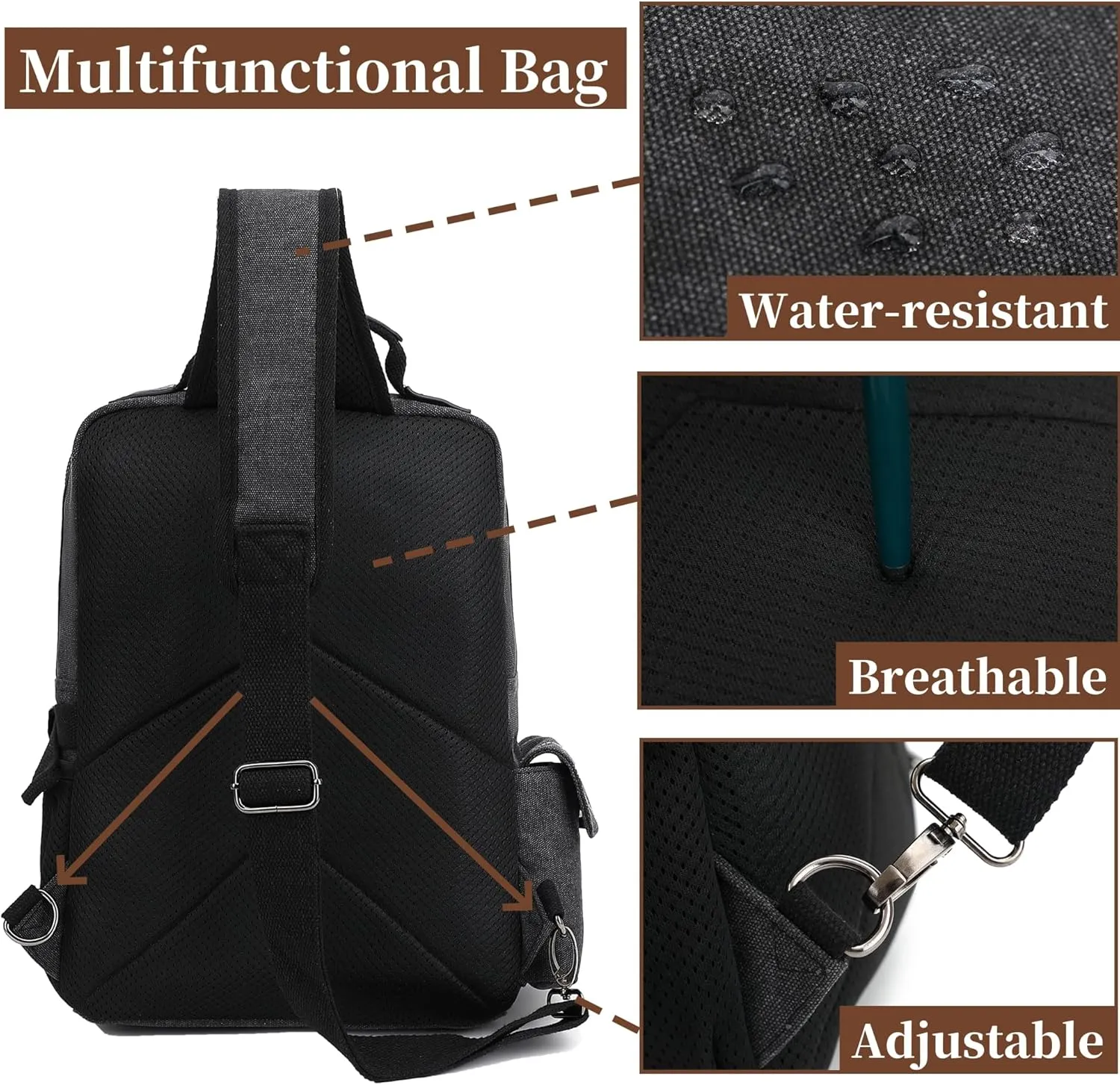 Canvas Messenger Bag Retro Sling Backpack Crossbody Satchel