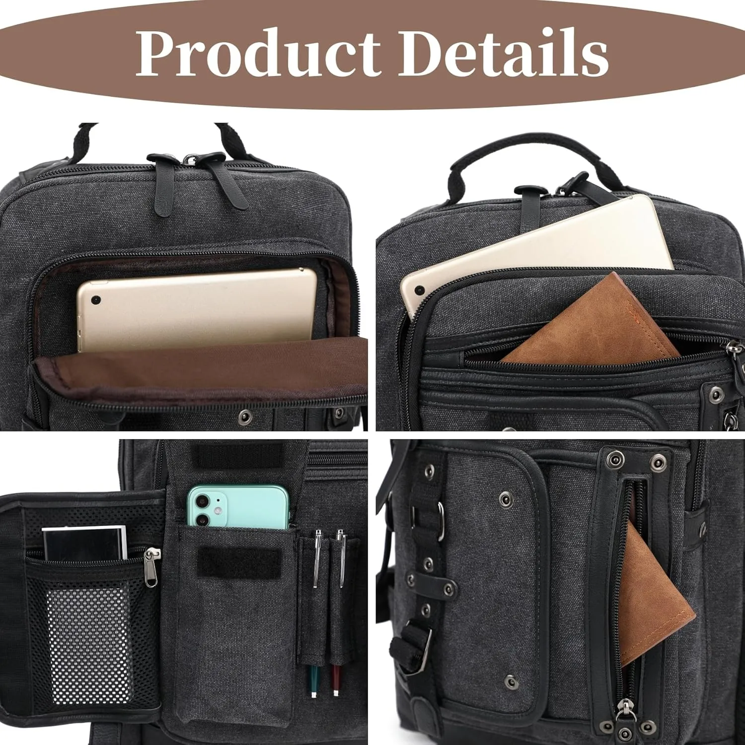 Canvas Messenger Bag Retro Sling Backpack Crossbody Satchel