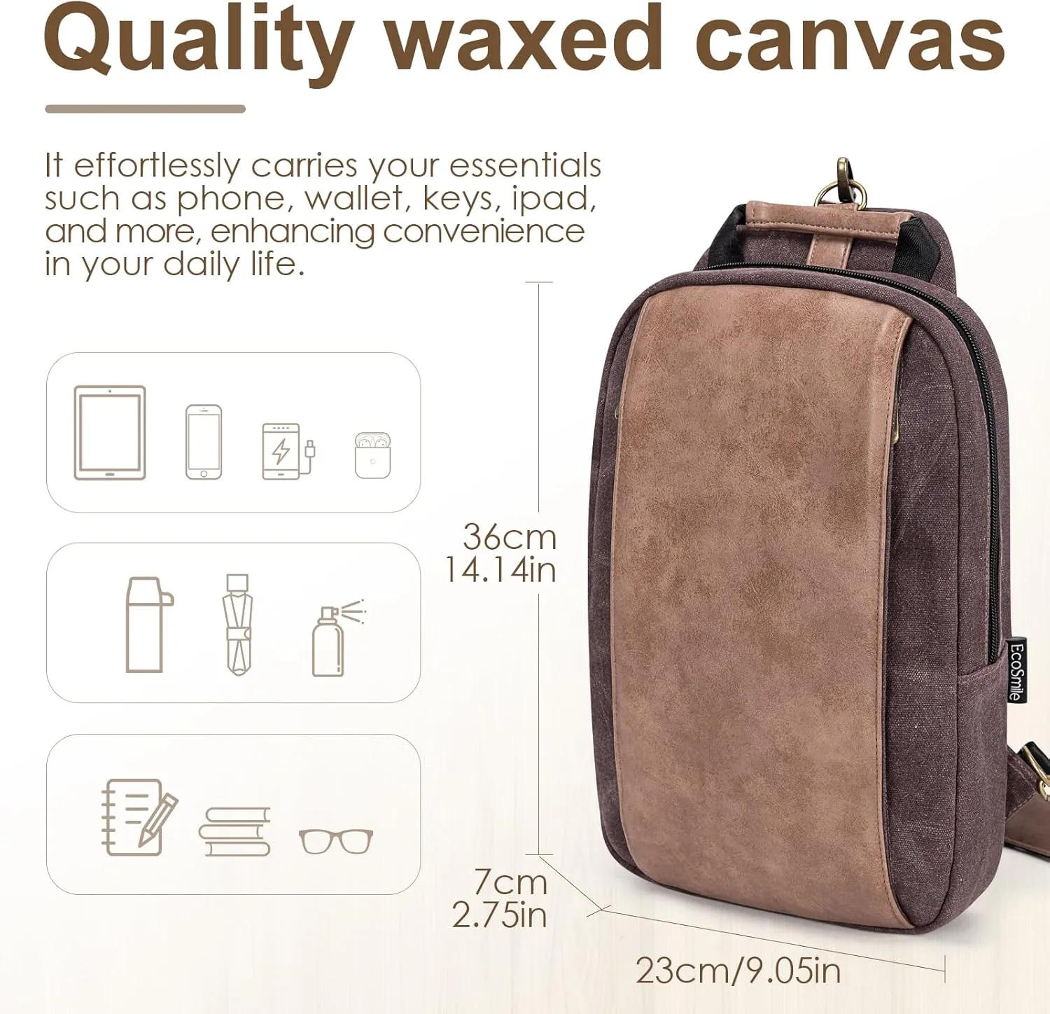 Canvas Messenger Bag Sling Bag Crossbody Shoulder Bag for Men Women Travel Work Satchel Bags