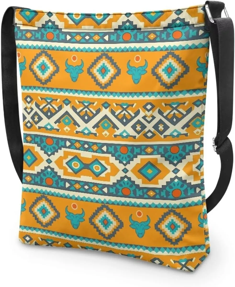 Canvas Shoulder Bag Crossbody Travel Bags for Women Ladies Zipper Pocket Adsjuatble Shoulder Satchel Grocery Bag