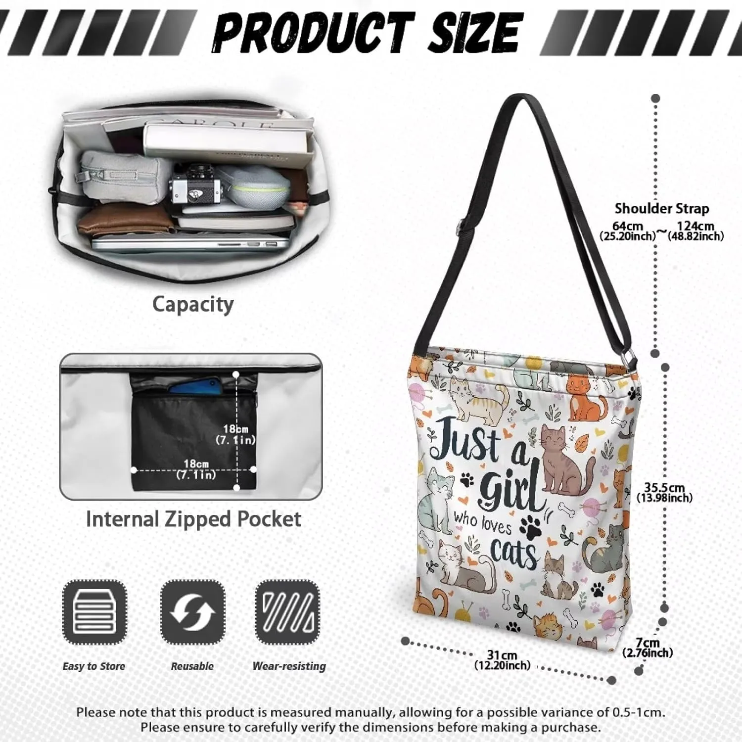 Canvas Tote Bag for Women, Retro Tote Bag Adjustable Shoulder Strap Fashion Shoulder Purse Canvas Travel Satchel