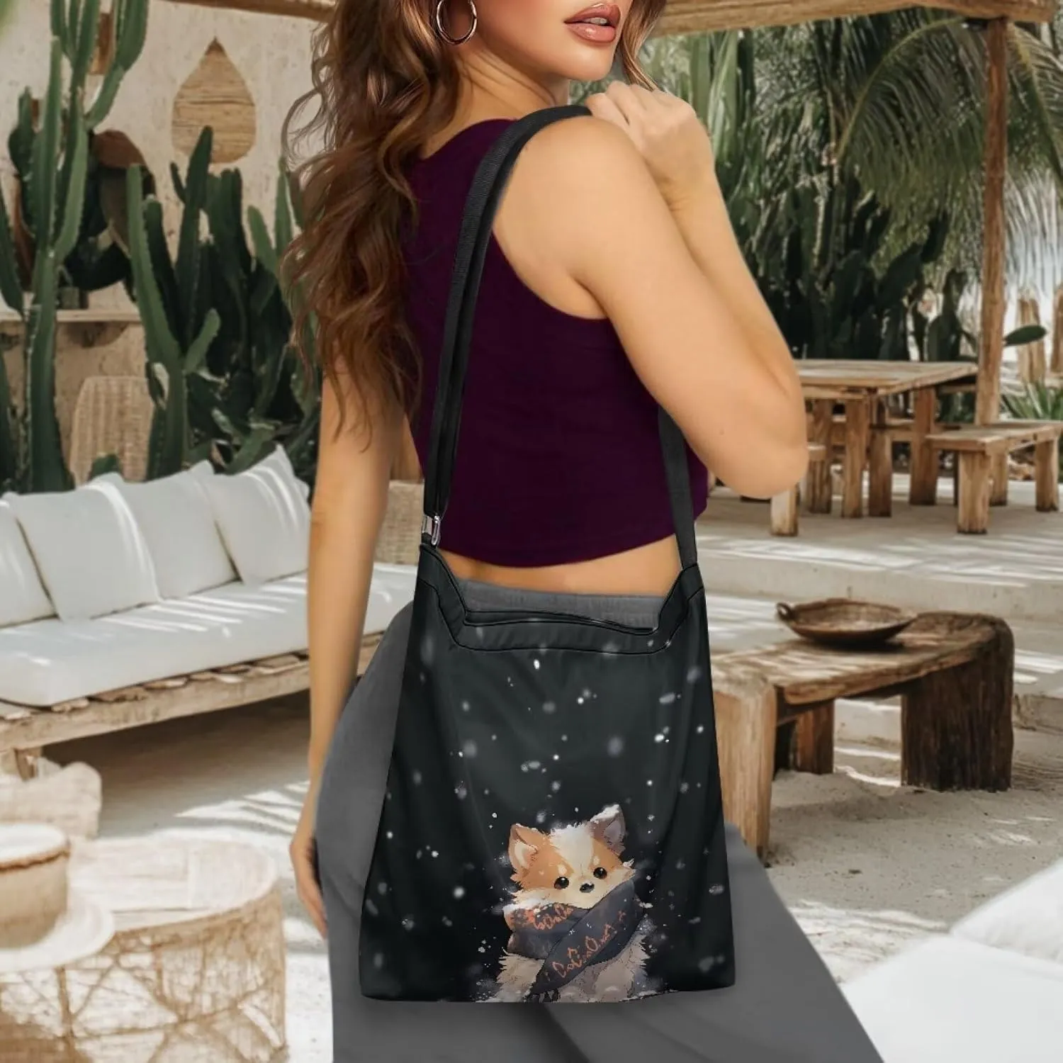 Canvas Tote Bag for Women, Retro Tote Bag Adjustable Shoulder Strap Fashion Shoulder Purse Canvas Travel Satchel