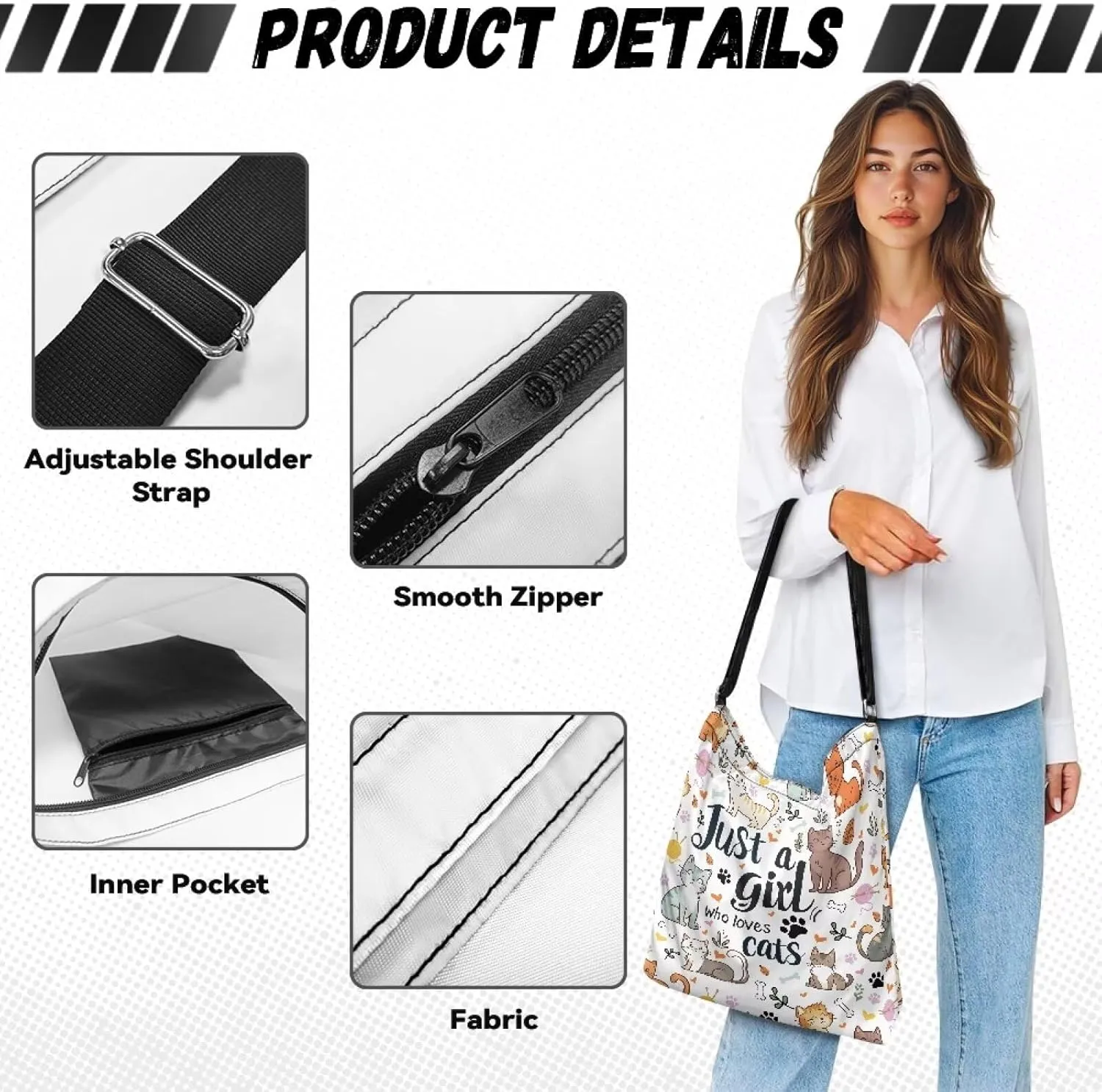 Canvas Tote Bag for Women, Retro Tote Bag Adjustable Shoulder Strap Fashion Shoulder Purse Canvas Travel Satchel