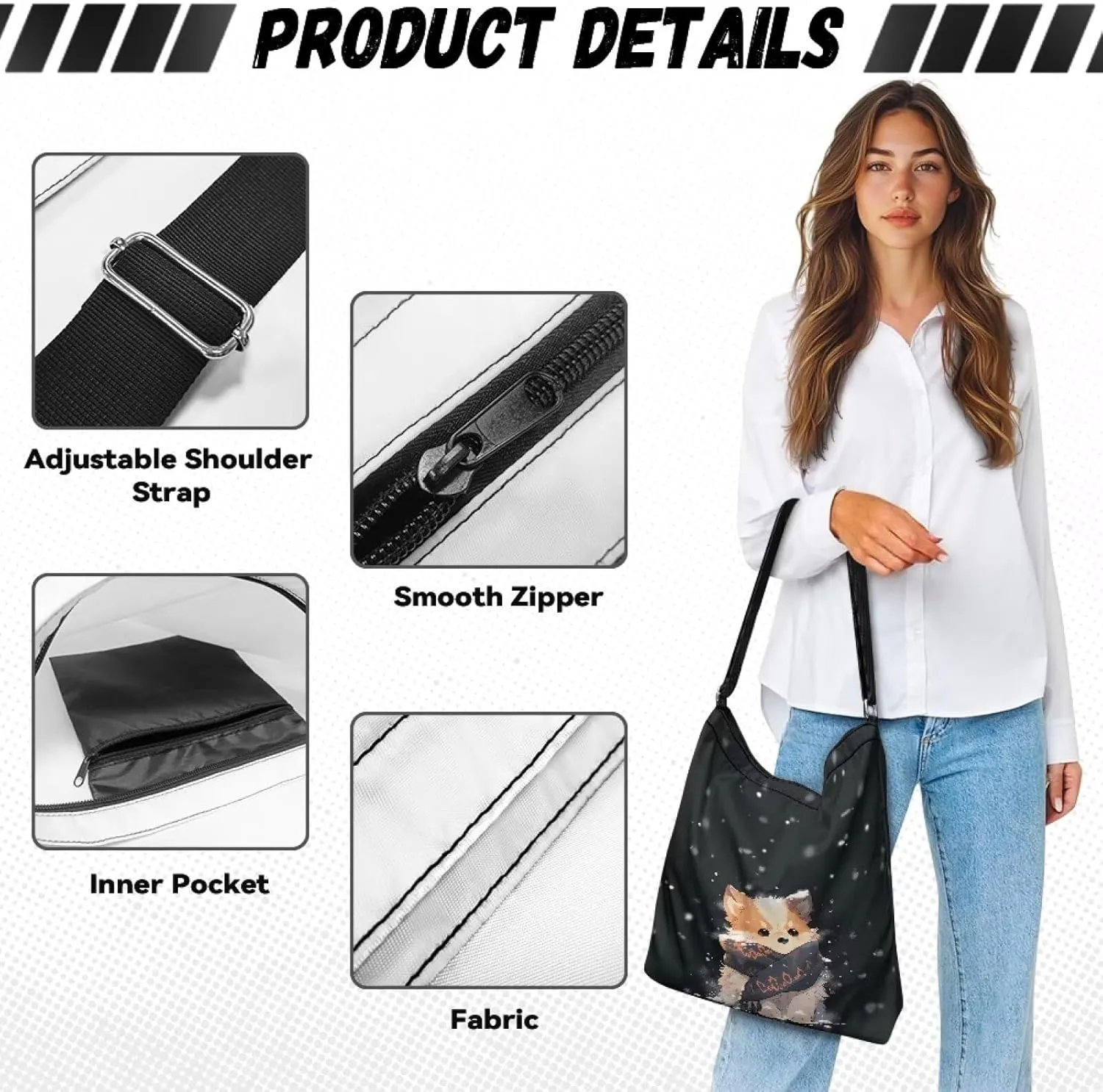 Canvas Tote Bag for Women, Retro Tote Bag Adjustable Shoulder Strap Fashion Shoulder Purse Canvas Travel Satchel