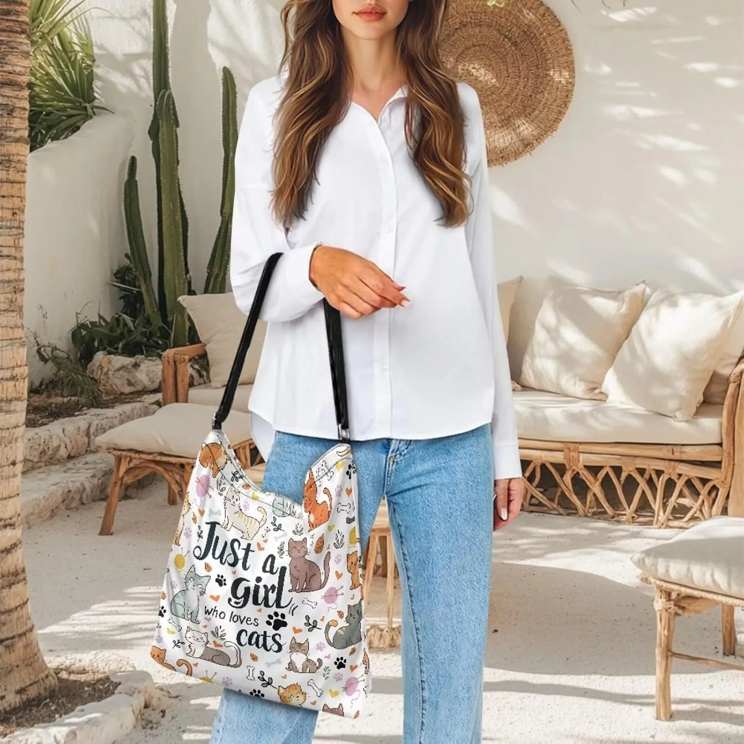 Canvas Tote Bag for Women, Retro Tote Bag Adjustable Shoulder Strap Fashion Shoulder Purse Canvas Travel Satchel