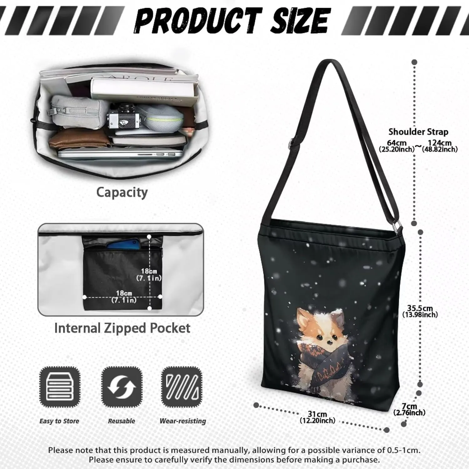 Canvas Tote Bag for Women, Retro Tote Bag Adjustable Shoulder Strap Fashion Shoulder Purse Canvas Travel Satchel