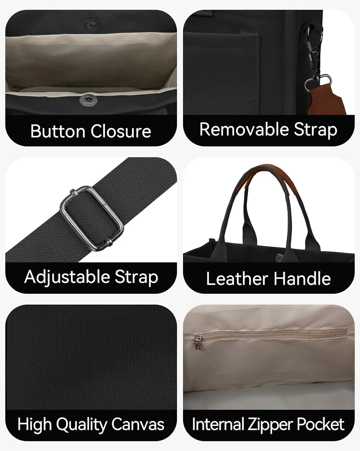 Canvas Tote Bag for Women with Pockets Large Crossbody Bag Satchel Bag Handbag Everything Everyday Bag for Work Daily