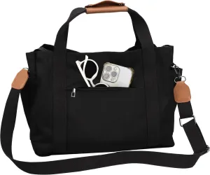 Canvas Tote Bag for Women Work Tote Multi-Pocket Messenger Bag with Zipper Compartments Shoulder Handbag for Women
