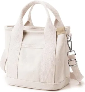 Canvas Tote Bag for Women,Small Totes Bags with Zipper Cute Crossbody Purse with Pockets Large Shoulder Handbag,2 Sizes