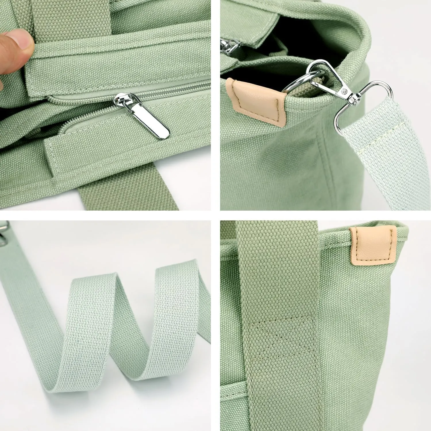 Canvas Tote Bag for Women,Small Totes Bags with Zipper Cute Crossbody Purse with Pockets Large Shoulder Handbag,2 Sizes