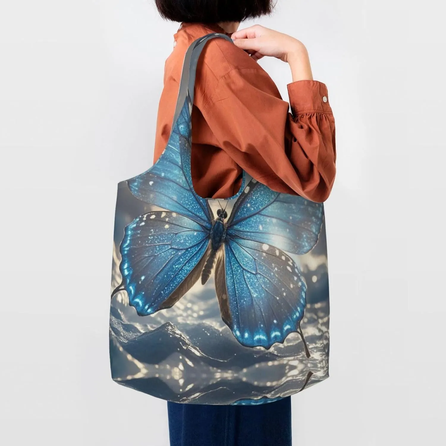 Canvas Tote Bag Lightweight Reusable Grocery Shopping Bag Brook Trout Fly Fishing Handbag for Women Men