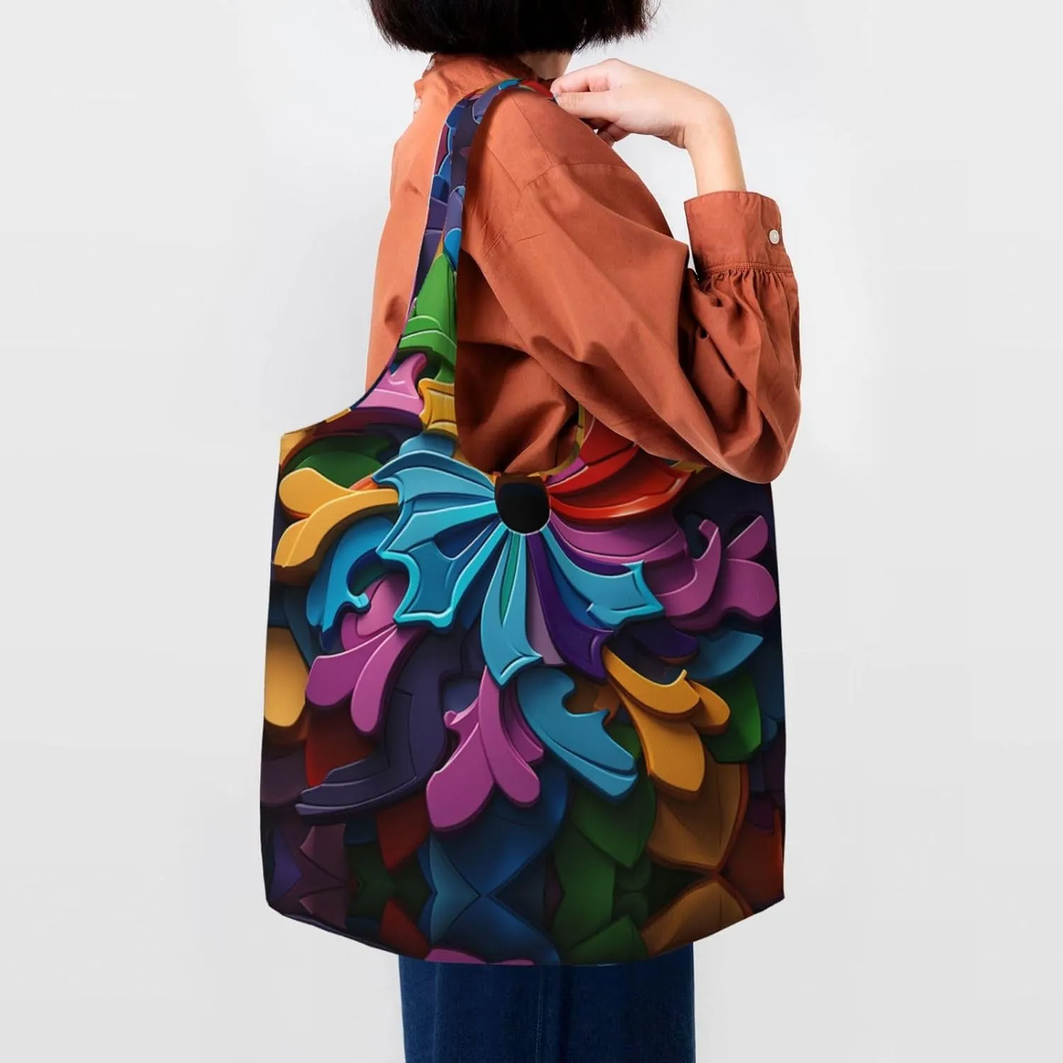Canvas Tote Bag Lightweight Reusable Grocery Shopping Bag Cute Fox in Winter Handbag for Women Men