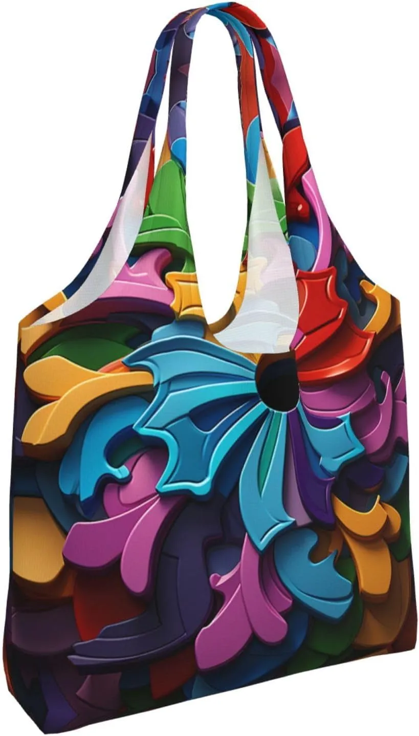 Canvas Tote Bag Lightweight Reusable Grocery Shopping Bag Cute Fox in Winter Handbag for Women Men