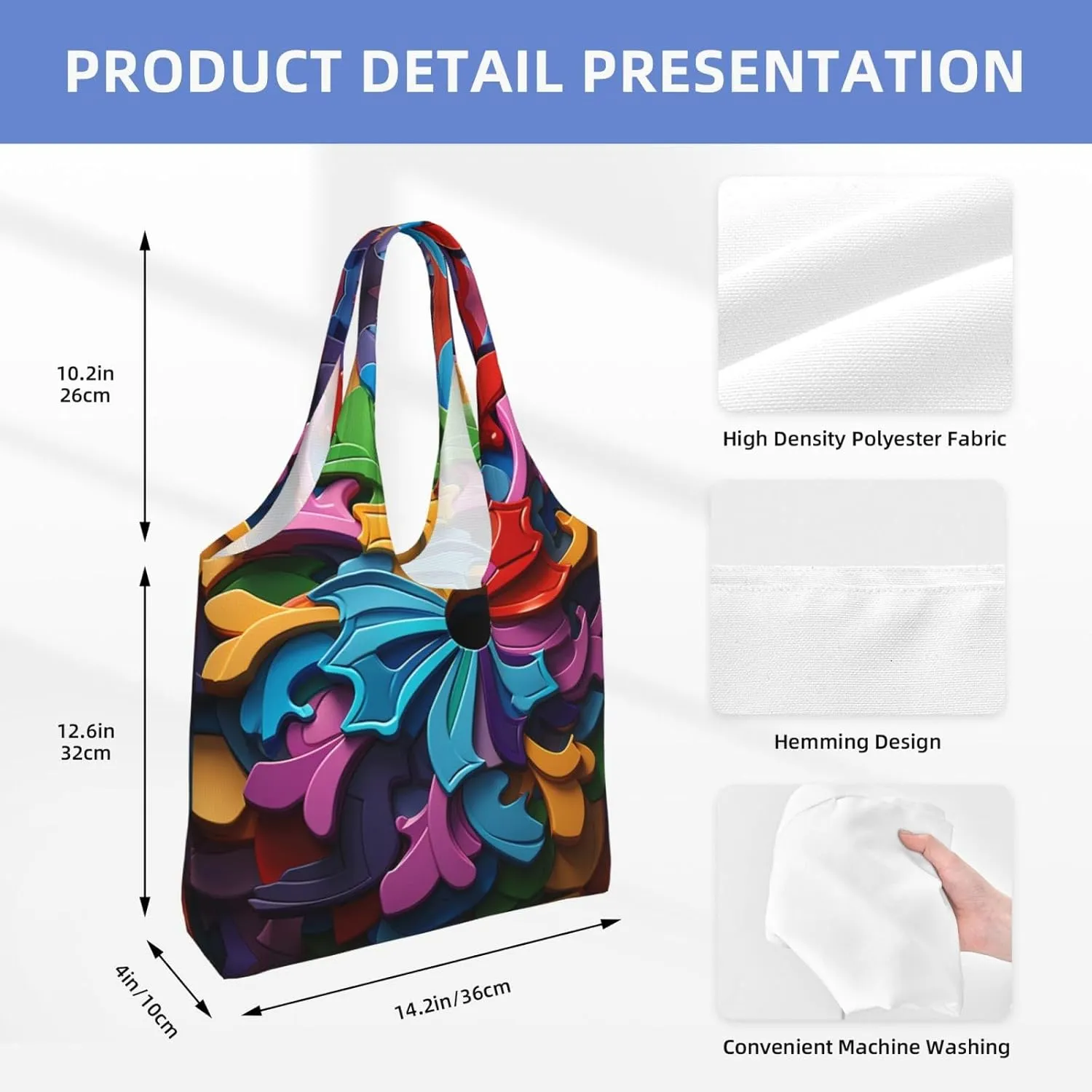 Canvas Tote Bag Lightweight Reusable Grocery Shopping Bag Cute Fox in Winter Handbag for Women Men