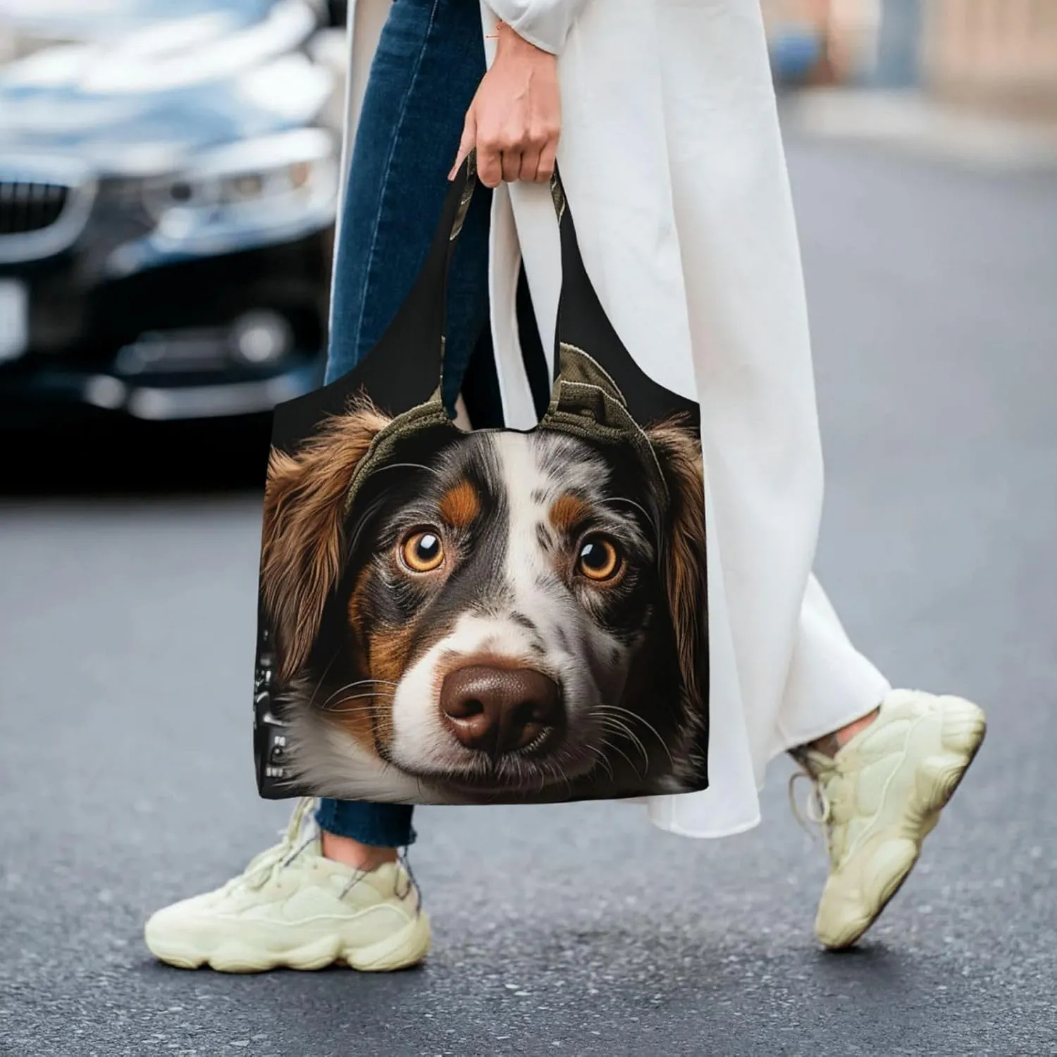 Canvas Tote Bag Lightweight Reusable Grocery Shopping Bag Dots on Leopard Print Handbag for Women Men