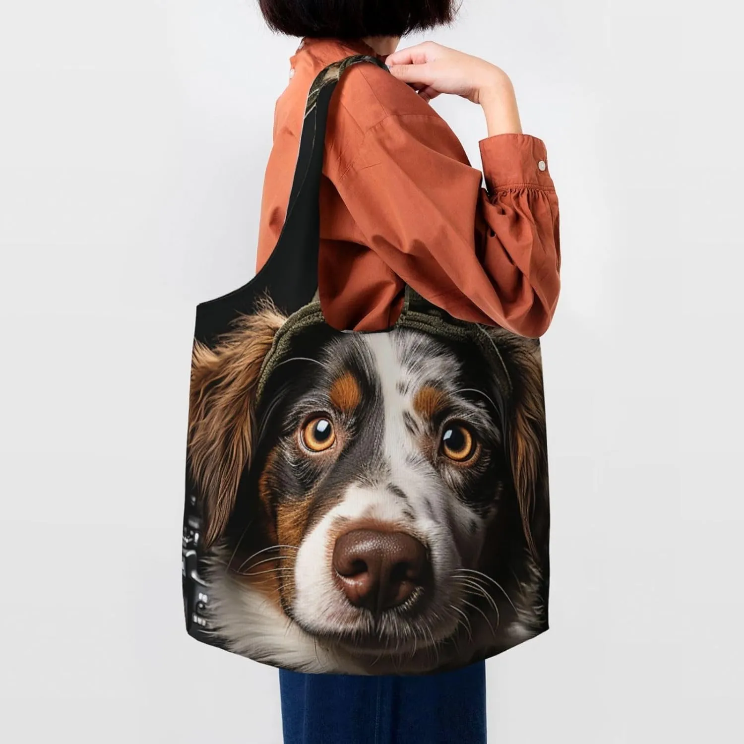 Canvas Tote Bag Lightweight Reusable Grocery Shopping Bag Dots on Leopard Print Handbag for Women Men