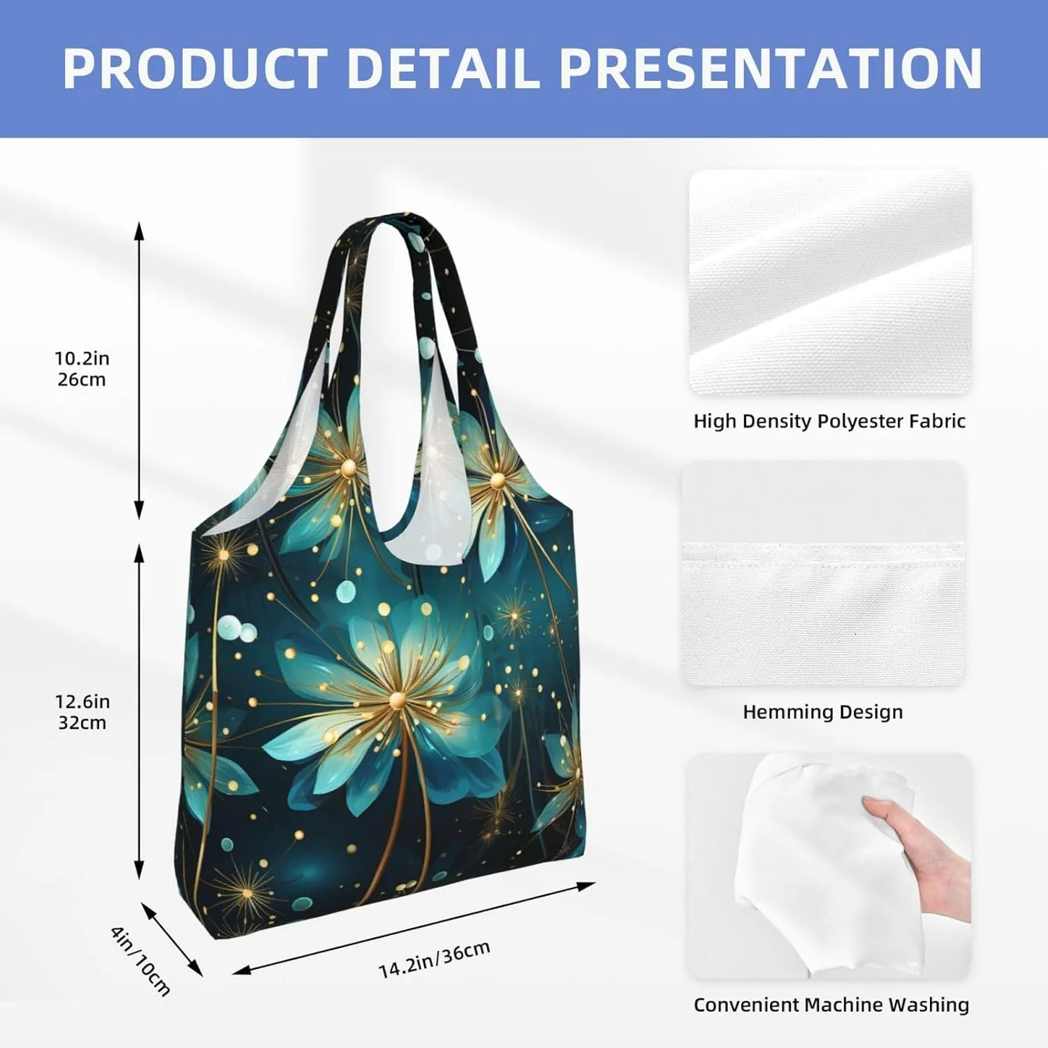 Canvas Tote Bag Lightweight Reusable Grocery Shopping Bag Golden Retriever Sunflower Handbag for Women Men
