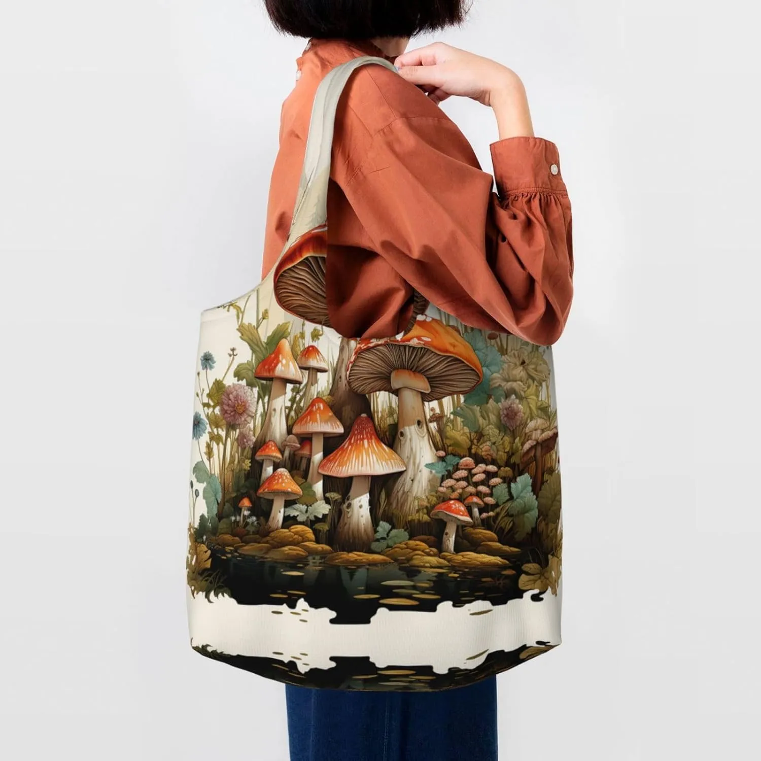 Canvas Tote Bag Lightweight Reusable Grocery Shopping Bag Golden Retriever Sunflower Handbag for Women Men