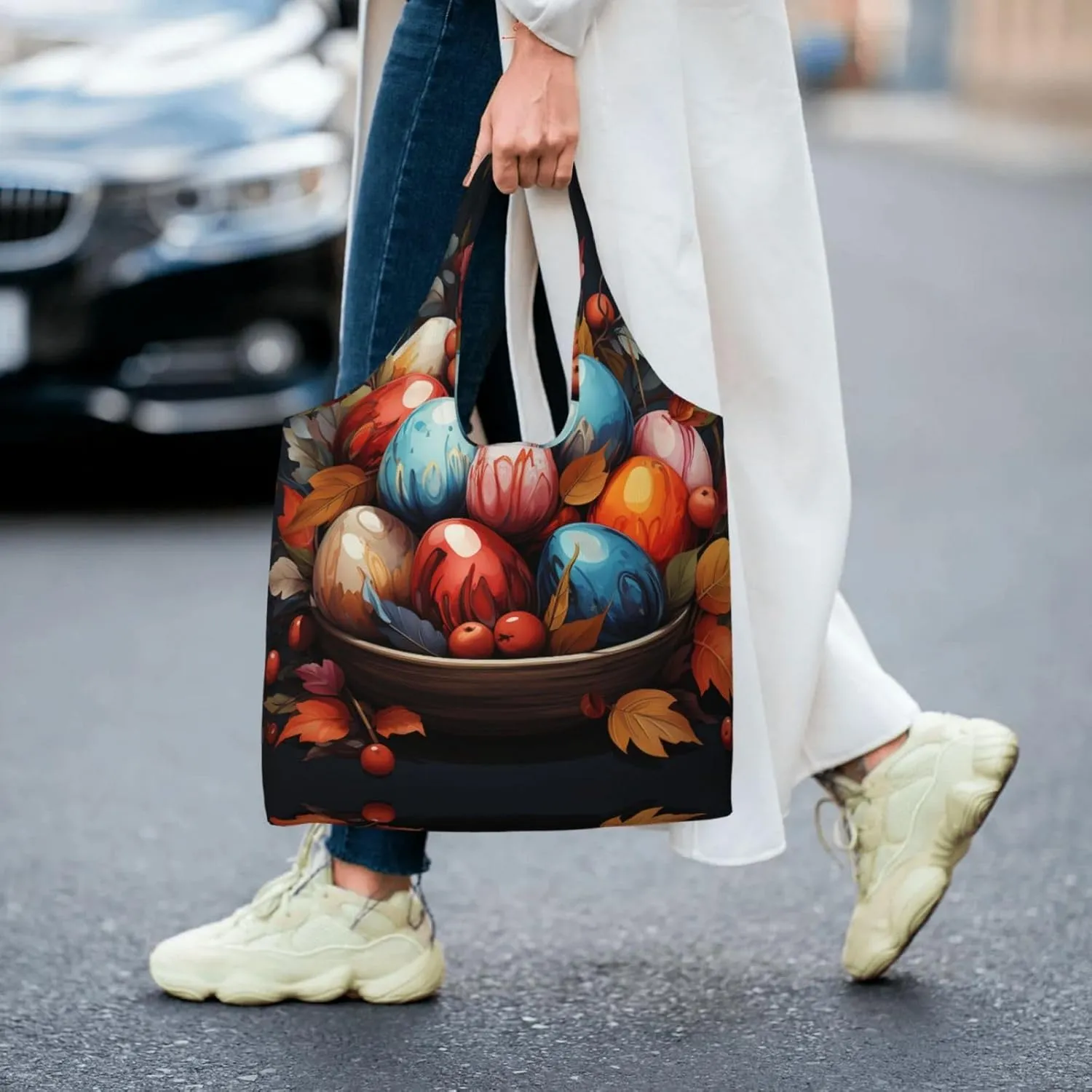 Canvas Tote Bag Lightweight Reusable Grocery Shopping Bag Golden Retriever Sunflower Handbag for Women Men