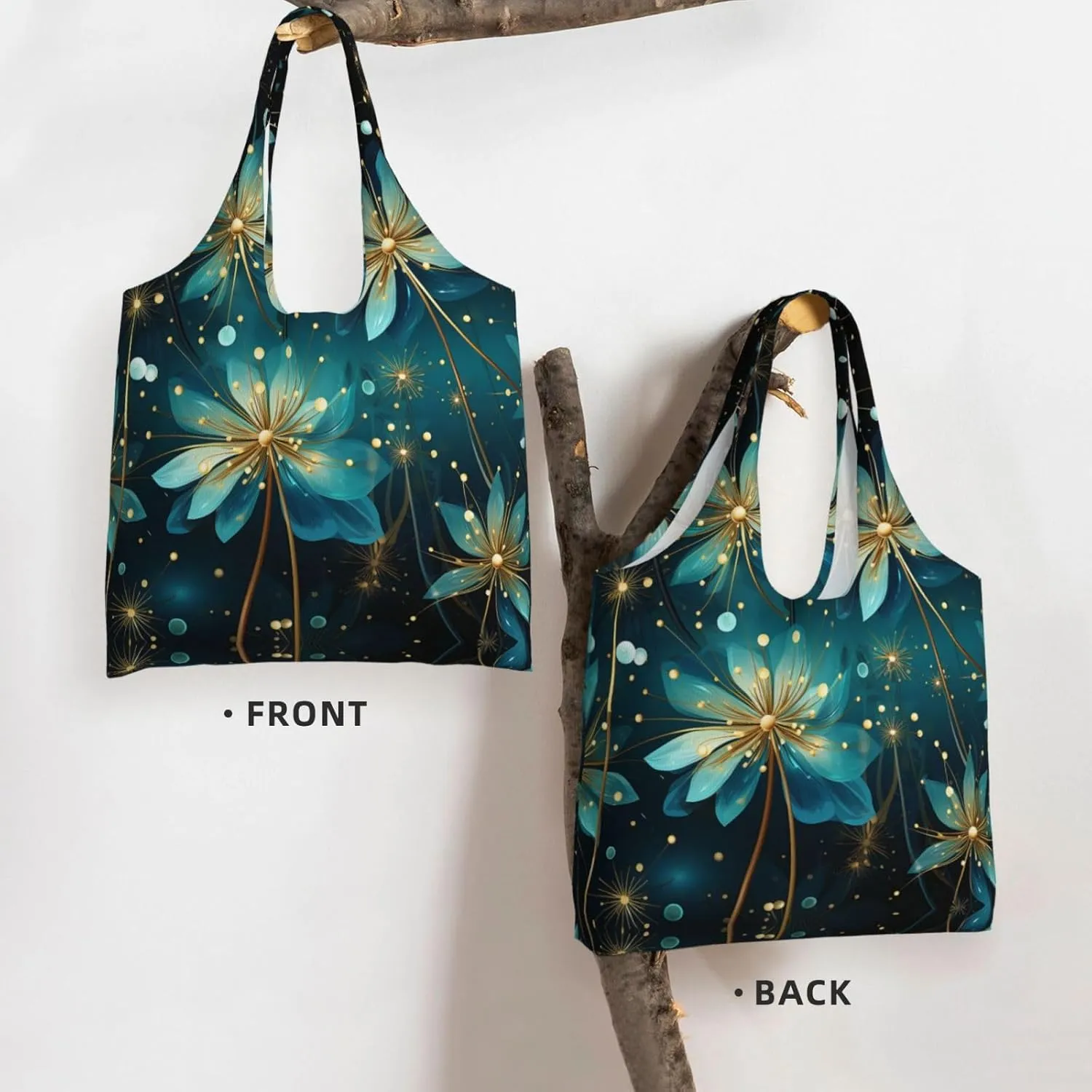 Canvas Tote Bag Lightweight Reusable Grocery Shopping Bag Golden Retriever Sunflower Handbag for Women Men