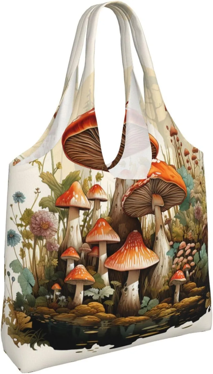 Canvas Tote Bag Lightweight Reusable Grocery Shopping Bag Golden Retriever Sunflower Handbag for Women Men