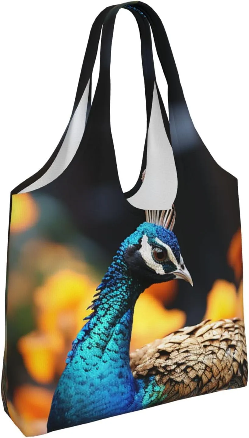 Canvas Tote Bag Lightweight Reusable Grocery Shopping Bag Rainbow Curve Handbag for Women Men