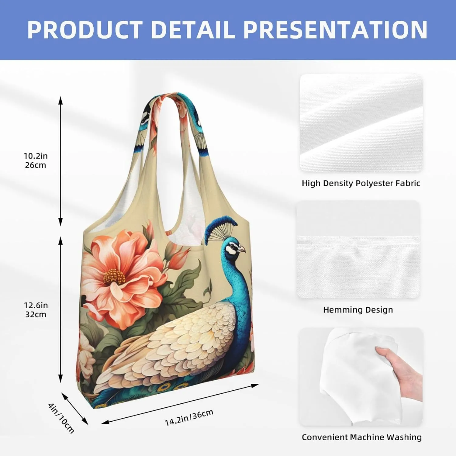Canvas Tote Bag Lightweight Reusable Grocery Shopping Bag Rainbow Curve Handbag for Women Men