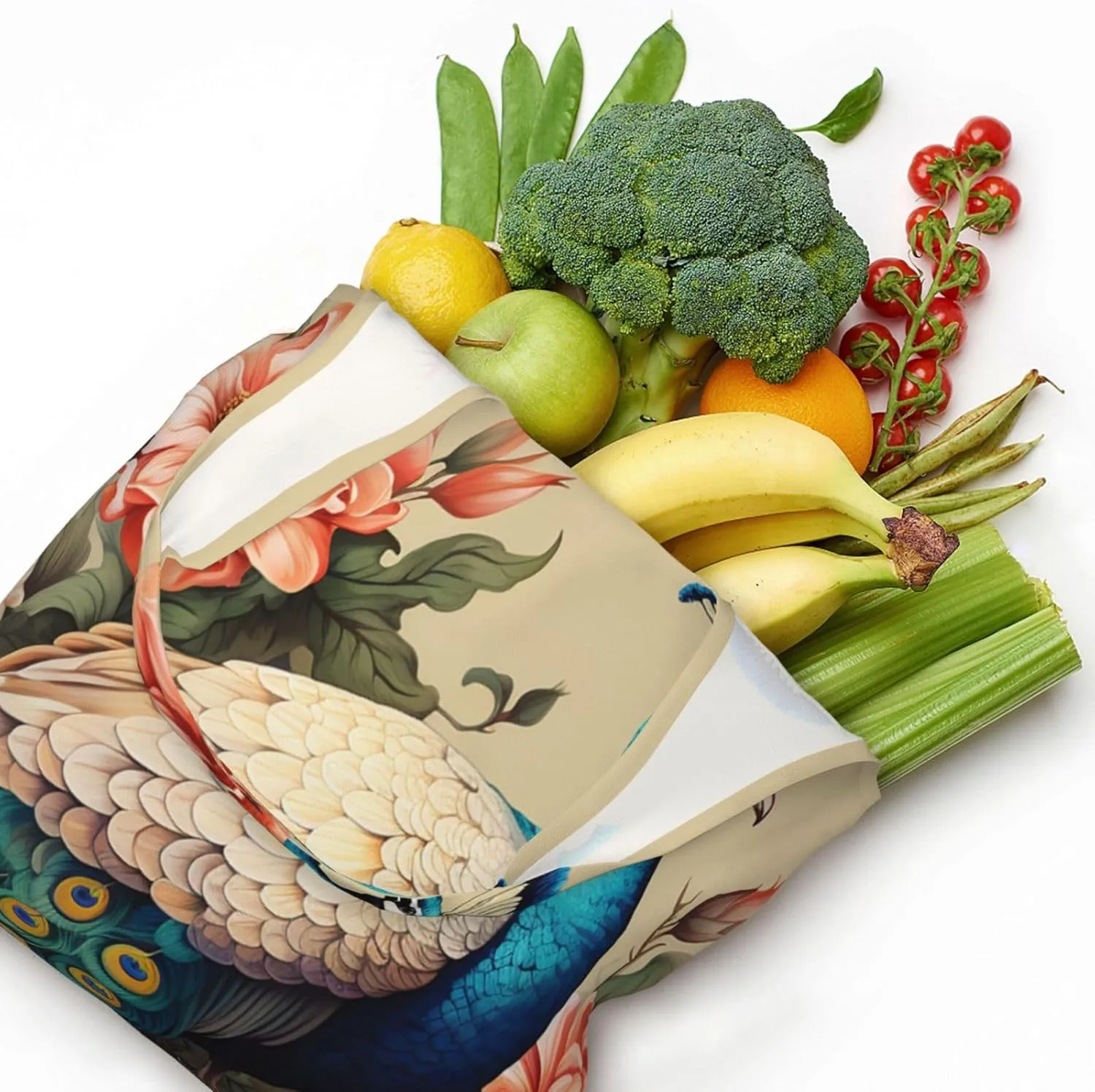 Canvas Tote Bag Lightweight Reusable Grocery Shopping Bag Rainbow Curve Handbag for Women Men