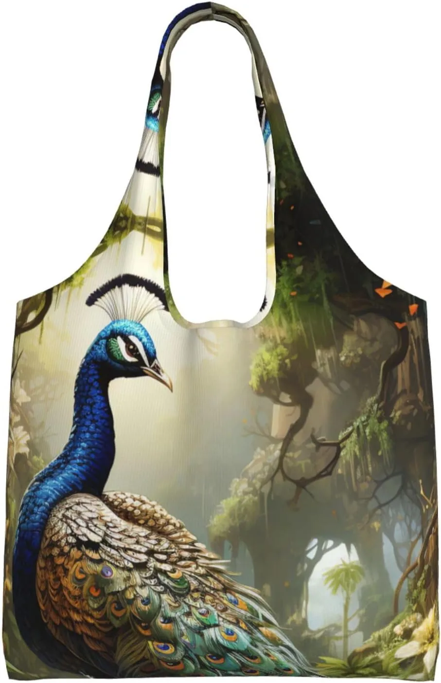 Canvas Tote Bag Lightweight Reusable Grocery Shopping Bag Rainbow Curve Handbag for Women Men