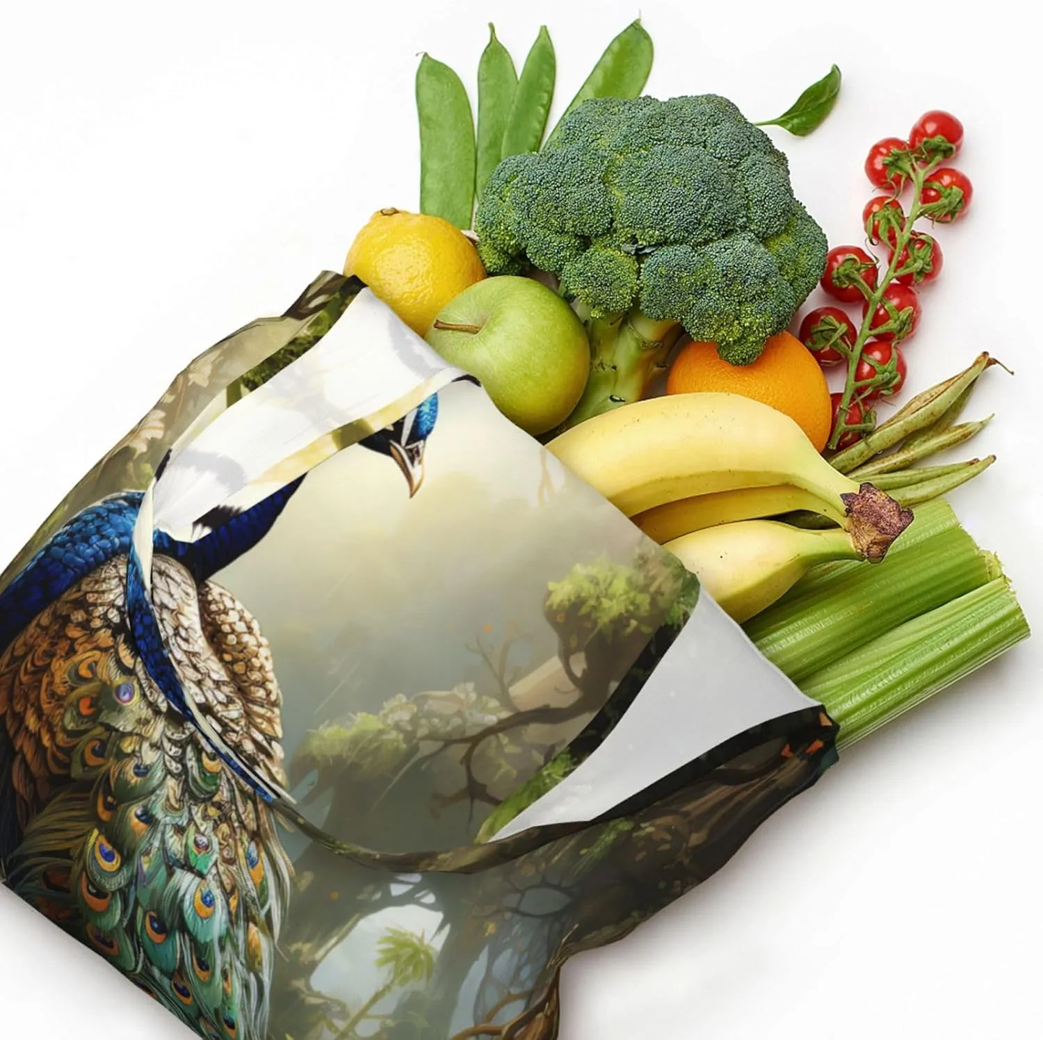 Canvas Tote Bag Lightweight Reusable Grocery Shopping Bag Rainbow Curve Handbag for Women Men