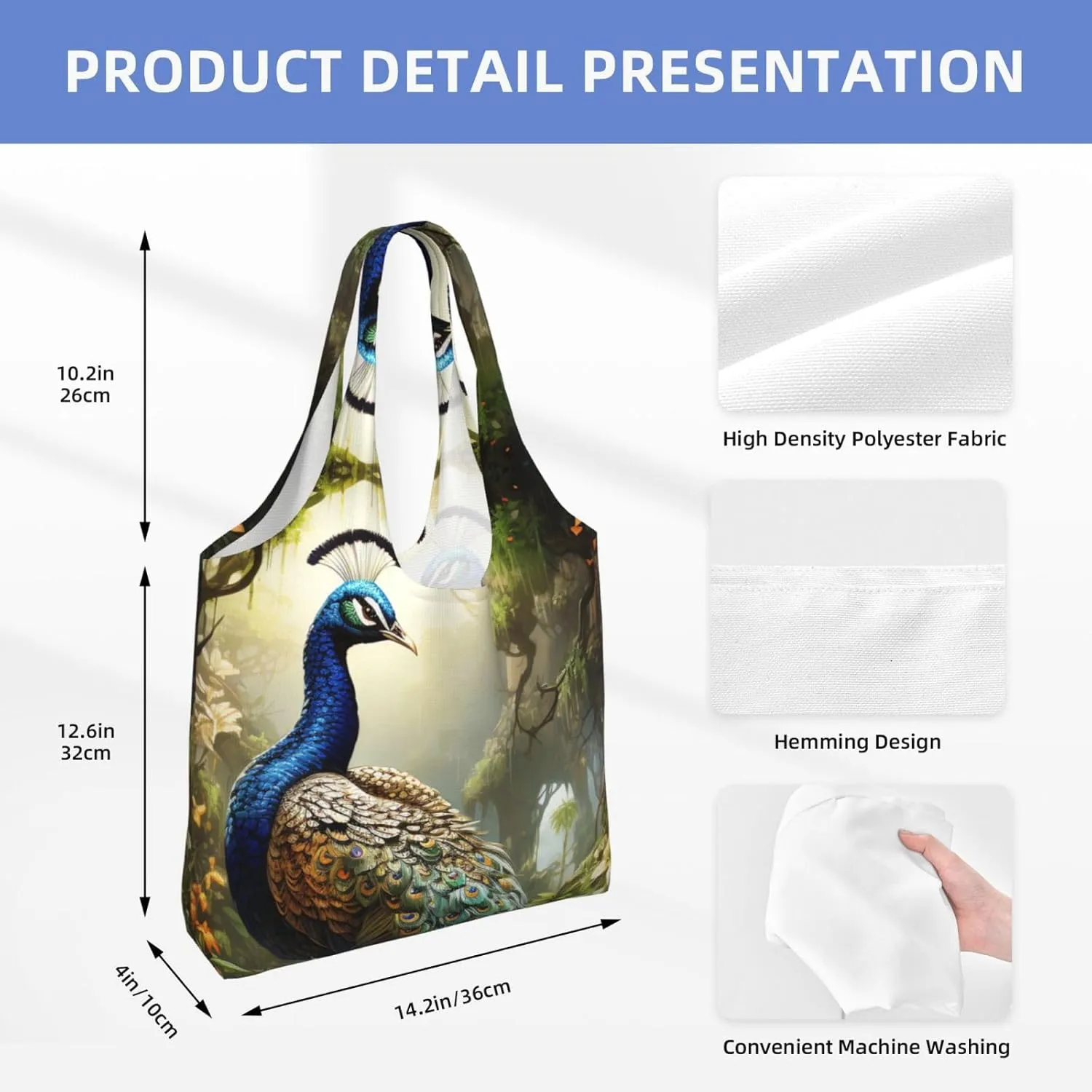 Canvas Tote Bag Lightweight Reusable Grocery Shopping Bag Rainbow Curve Handbag for Women Men