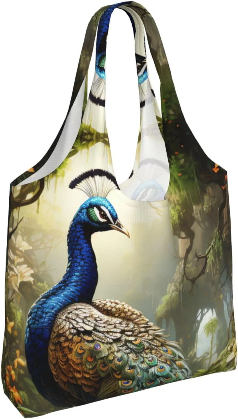 Canvas Tote Bag Lightweight Reusable Grocery Shopping Bag Rainbow Curve Handbag for Women Men